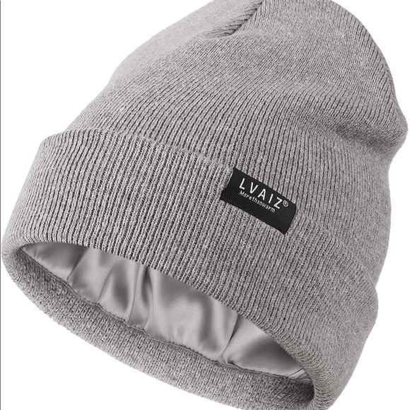 GREY UNISEX SATIN LINED (winter) BEANIE HAT (BRAND NEW) - Picture 5 of 5